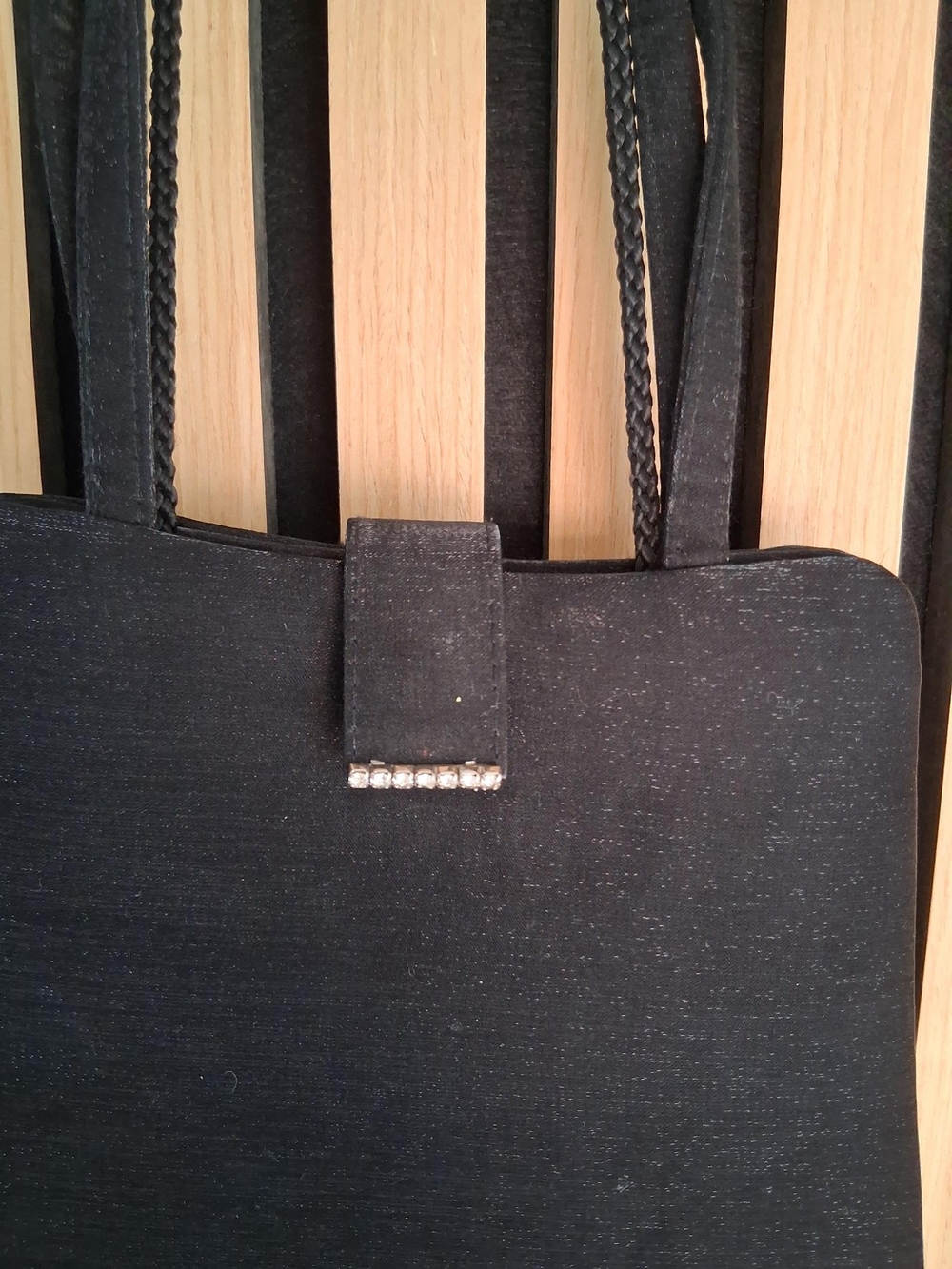 Elegant Black Women's Tote Bag with Rhinestone Accent
